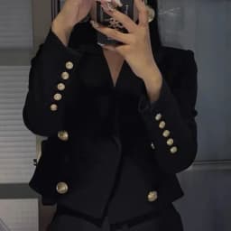 Luxury Brand Autumn Cropped Jackets Women Black Blazer Lapel Metal Button Long Sleeves Office Lady Coat Cropped Blazer Short Top