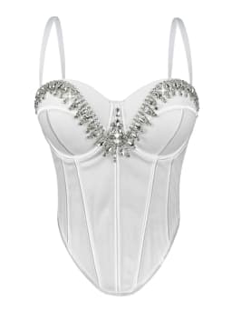 Sexy leopard print rhinestone corset crop top women summer club party tops woman street wear white mesh cropped halter tank top