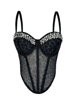 Sexy leopard print rhinestone corset crop top women summer club party tops woman street wear white mesh cropped halter tank top