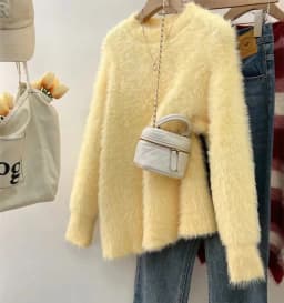 Oversize New Autumn Winter Soft Mohair Sweater Chic Fashion Women O Neck Thick Warm Mink Cashmere Knitted Loose Casual Pullovers