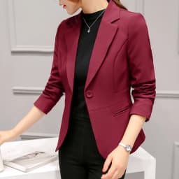 Women Blazer Formal Slim Blazers Lady Office Work Suit Pockets Jackets Coat Female Wine Notched Blazer Jackets Femme Blazers