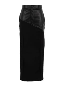 Mumaroho 2025 Spring Summer Women Maxi Leather Skirts Office Solid Black High Waist Bodycon Slim Pencil Long Skirt For Women