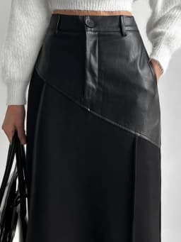 Mumaroho 2025 Spring Summer Women Maxi Leather Skirts Office Solid Black High Waist Bodycon Slim Pencil Long Skirt For Women
