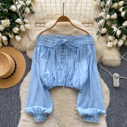 Vintage Blouse lace lace-up long sleeve Elegant Fashion Women hotsweet Shirt women clothing