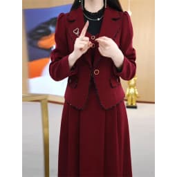 High End Suit Jacket Dress Two-piece Set Women Spring Autumn Winter New Advanced Red Blazer Coat Long Dress Female Outfit