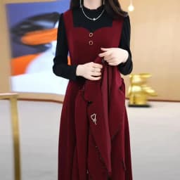 High End Suit Jacket Dress Two-piece Set Women Spring Autumn Winter New Advanced Red Blazer Coat Long Dress Female Outfit