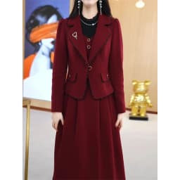 High End Suit Jacket Dress Two-piece Set Women Spring Autumn Winter New Advanced Red Blazer Coat Long Dress Female Outfit