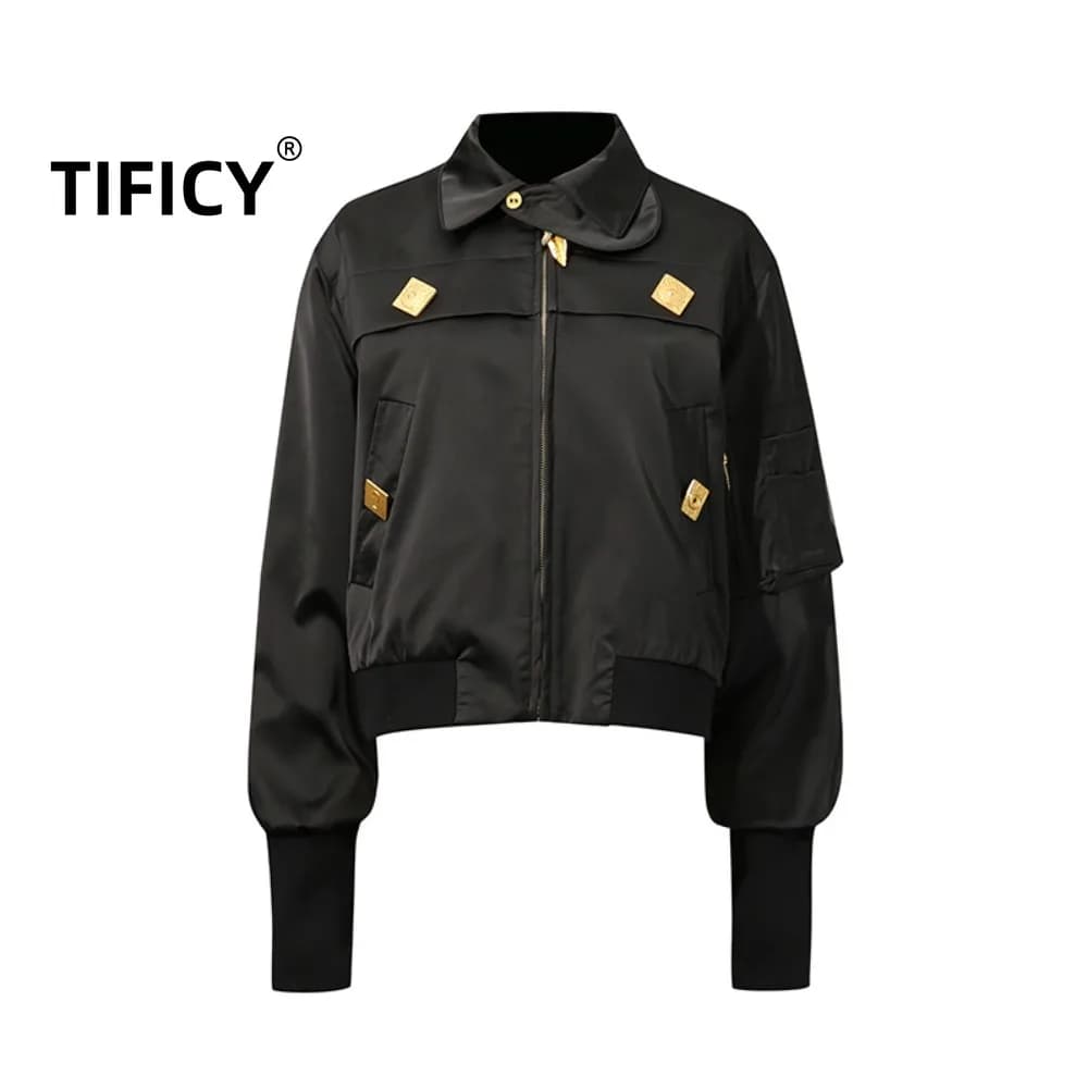 High Street Autumn New Comfortable Casual Style Jacket Women's Stand Up Collar Splicing Design, High-end Short Jacket