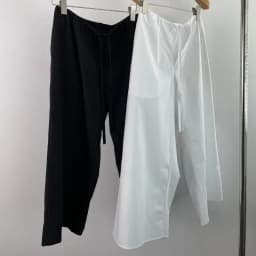 Summer New High-density Pure Cotton Drawstring Straight Wide-leg Black Pants