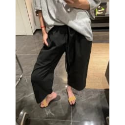 Summer New High-density Pure Cotton Drawstring Straight Wide-leg Black Pants