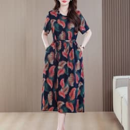Sundress 2025 Women Dress Summer Bohemian Casual Vintage Short Sleeve Floral Print thin Vestido Female Robe