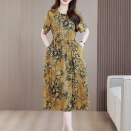 Sundress 2025 Women Dress Summer Bohemian Casual Vintage Short Sleeve Floral Print thin Vestido Female Robe
