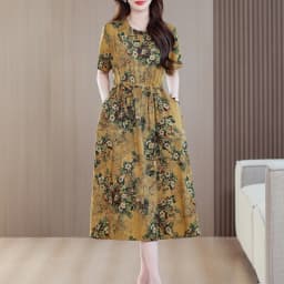 Sundress 2025 Women Dress Summer Bohemian Casual Vintage Short Sleeve Floral Print thin Vestido Female Robe