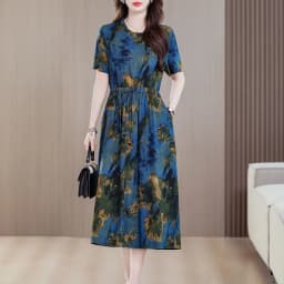 Sundress 2025 Women Dress Summer Bohemian Casual Vintage Short Sleeve Floral Print thin Vestido Female Robe