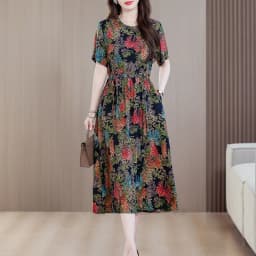 Sundress 2025 Women Dress Summer Bohemian Casual Vintage Short Sleeve Floral Print thin Vestido Female Robe