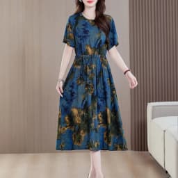Sundress 2025 Women Dress Summer Bohemian Casual Vintage Short Sleeve Floral Print thin Vestido Female Robe