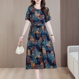 Sundress 2025 Women Dress Summer Bohemian Casual Vintage Short Sleeve Floral Print thin Vestido Female Robe