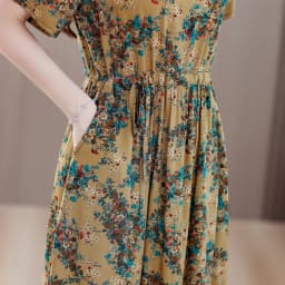 Sundress 2025 Women Dress Summer Bohemian Casual Vintage Short Sleeve Floral Print thin Vestido Female Robe