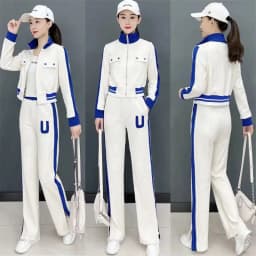 Plus Size 2022 Summer Youth Vitality Pants Set Long Sleeve Top Trousers Two Piece Set Elegant Women's Tracksuit Casual Clothing