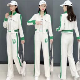 Plus Size 2022 Summer Youth Vitality Pants Set Long Sleeve Top Trousers Two Piece Set Elegant Women's Tracksuit Casual Clothing