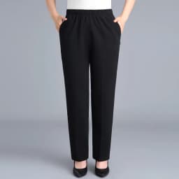 Black Cotton Middle-aged Mother Trousers New Loose Elastic Waist Casual Pants Spring Autumn Loose Solid Women's Straight Pants