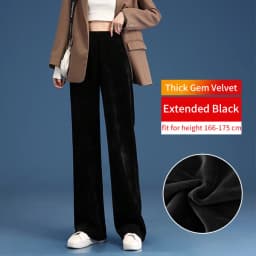 Women Warm Winter Plush Thick Pants Lambskin Cashmere Corduroy Trousers High Waist Casual Cotton Loose Female Wide Leg Pants
