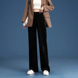 Women Warm Winter Plush Thick Pants Lambskin Cashmere Corduroy Trousers High Waist Casual Cotton Loose Female Wide Leg Pants