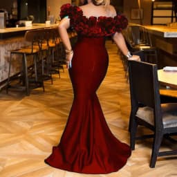 Dress Women Stretch Knitting Belt Slim-Fit Lotus Leaf Black Bodycon Dress Off-Shoulder Party Sheath Small Trailing Dress