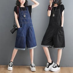 Spring Summer Jean Short Jumpsuits Women Casual Streetwear Loose Wide Leg Shorts Denim Overalls Straps Rompers Cargo Baggy Pants