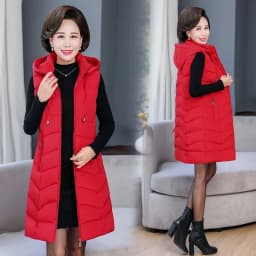Oversized 6XL Mother Waistcoat Jacket Autumn Winte Women's Cotton Hooded Vest Coat Fashion Thicken Long Slim Sleeveless Outwear