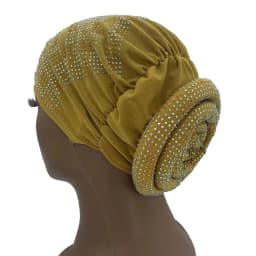 2022 New Women Full Diamonds Donut Turban Cap Elastic Muslim Hijab Bonnet Hat Ladies Headband Turbans African India Caps
