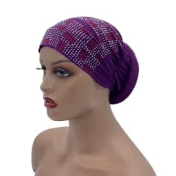 2022 New Women Full Diamonds Donut Turban Cap Elastic Muslim Hijab Bonnet Hat Ladies Headband Turbans African India Caps