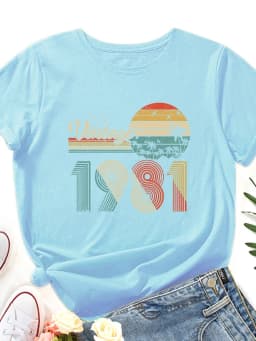 vintage 1981 Print Women T Shirt Short Sleeve O Neck Loose Women Tshirt Ladies Tee Shirt Tops Clothes Camisetas Mujer