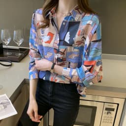 causal loose ladies shirts Fashion printing Women's Blouses Shirts Tops Blusas Mujer