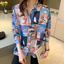 causal loose ladies shirts Fashion printing Women's Blouses Shirts Tops Blusas Mujer