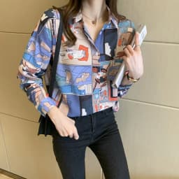 causal loose ladies shirts Fashion printing Women's Blouses Shirts Tops Blusas Mujer