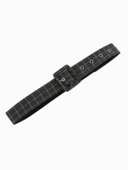 Tonval Notched Collar Single Breasted Women Grey Plaid Rockabilly Long Dresses High Waist Belted Vintage A-Line Dress 2023