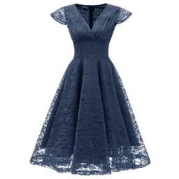 Pink Red Elegant Bridesmaid's Gown Women Vintage Robe Lace Dress Retro V Neck Ladies Party Gowns Formal Dress Vestido De Mujer