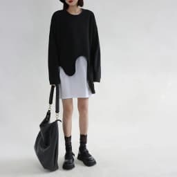 SuperAen Spring Summer 2023 New Sweatshirt Women's New Design Irregular Loose Long Sleeves Round Neck Layered Top