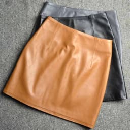 Genuine Leather 2026 A Line Slim Fit Wrap Buttocks Short Skirt Sheepskin High Waisted Skirt Women's Pure Leather Spanking Skirt
