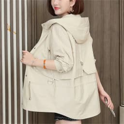 Mother's Windbreaker Women's Spring And Autumn 2026 New Middle-Aged Mother's Loose And Thin Coat Korean Lining Trench Hooded 3XL