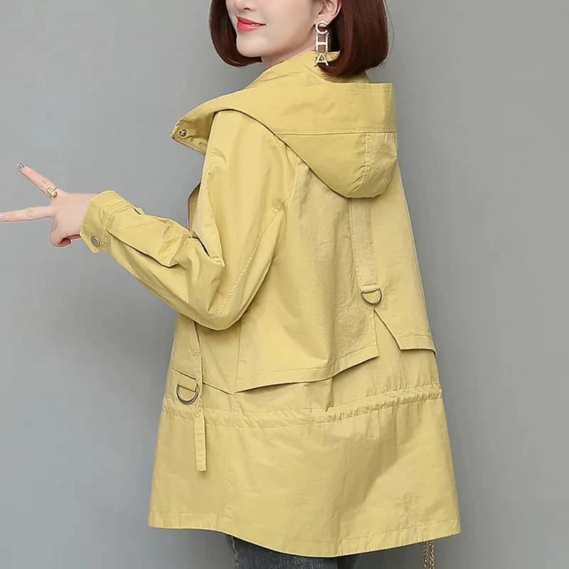 Mother's Windbreaker Women's Spring And Autumn 2026 New Middle-Aged Mother's Loose And Thin Coat Korean Lining Trench Hooded 3XL