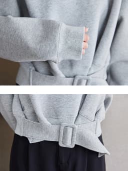 Cropped Tops Short Sweatshirts Fall Winter Women Plain Long Sleeve Belt Waist Loose Casual Oversize Pullover Korean Short Jumper