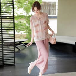 Mid aged Mother Summer Suit 2026 New Women's Short Sleeve Top Foreign Chiffon Two Piece Set Female Elegant Print Set