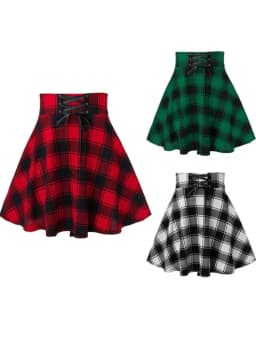 Retro Gothic Black Checkered Women's Skirt 2024 New Women Pleated Plaid Skirt Spring Autumn Girl Hip Hop Female Punk Mini Skirts