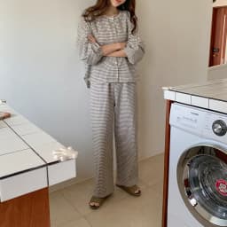 Vintage Plaid Tracksuit for Women 100% Cotton Casual O-Neck Long Sleeve Tops and Pants 2 Pcs Set Comfortable Women's Outfit