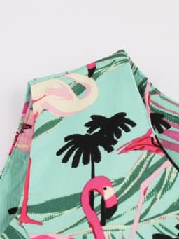 Tonval Flamingo Print High Waist Pinup Retro Dress S to 4XL 95% Cotton Women O-Neck Sleeveless Summer 50s Vintage Dresses