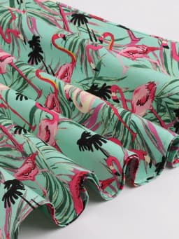 Tonval Flamingo Print High Waist Pinup Retro Dress S to 4XL 95% Cotton Women O-Neck Sleeveless Summer 50s Vintage Dresses