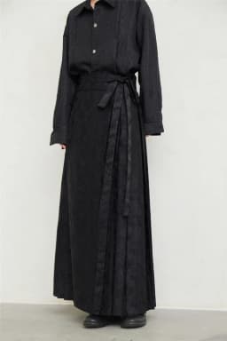 UMI MAO Yamamoto Dark Skirt Design Sense New Chinese Bamboo Leaf Pleated Pattern Jacquard Horse Face Skirt Femme