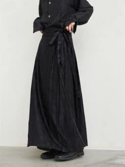 UMI MAO Yamamoto Dark Skirt Design Sense New Chinese Bamboo Leaf Pleated Pattern Jacquard Horse Face Skirt Femme